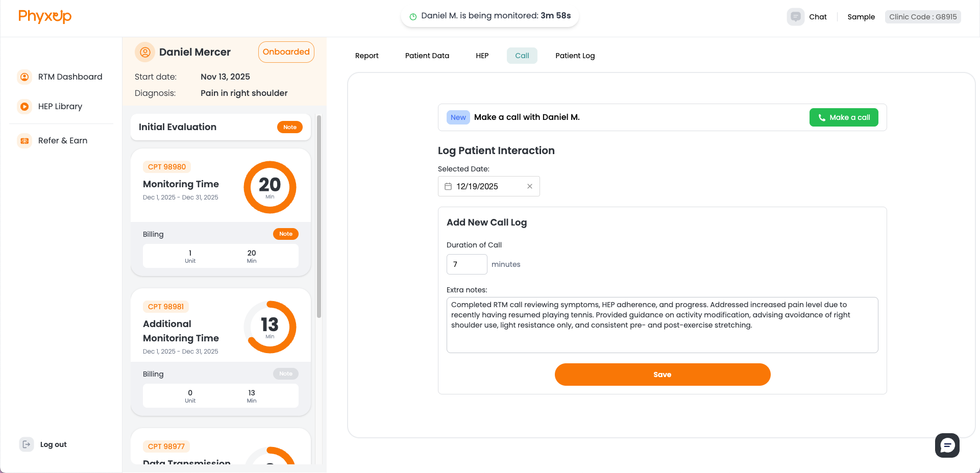 patient dashboard screenshot