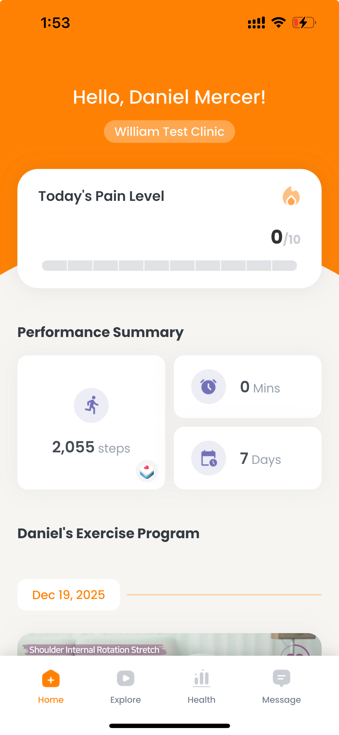 patient dashboard screenshot