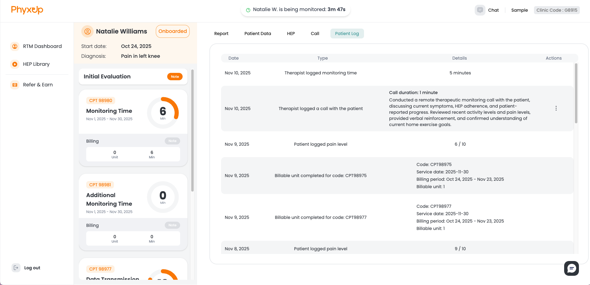patient dashboard screenshot